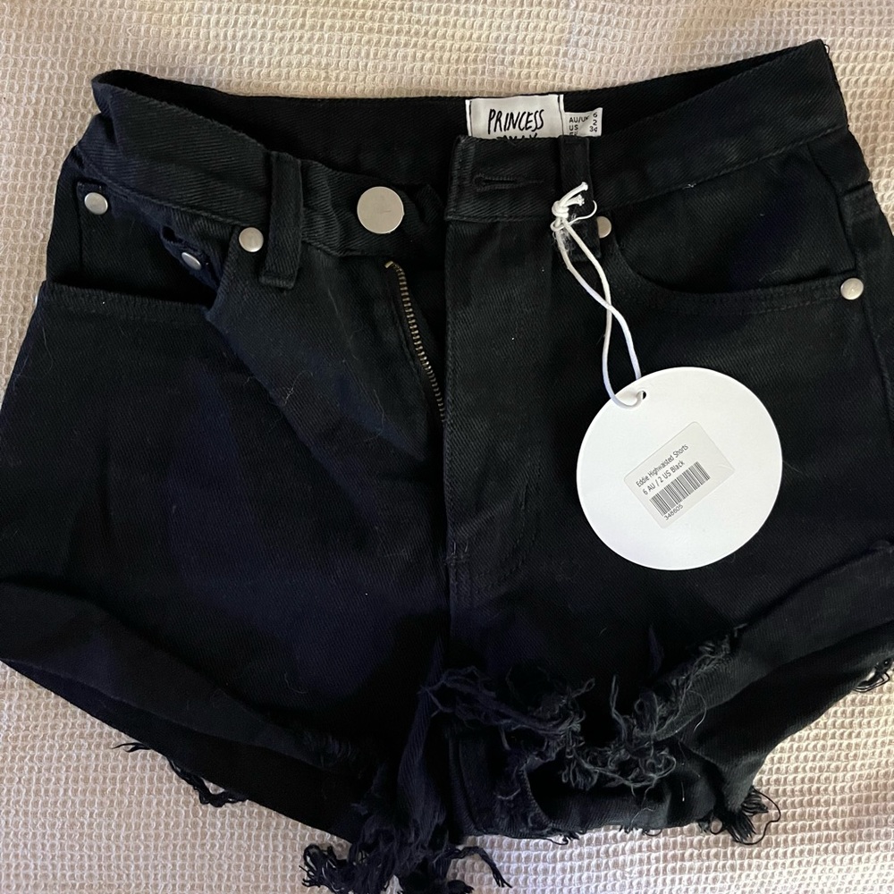 Princess Polly Black Jeans Shorts NWT
